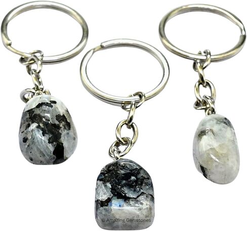Rainbow Moonstone Crystal Car Key Holder - Crystals and Healing Stones Car Keys Keychain for Gift for Christmas Stockings Stuffers for Women Men Teen Kids (Tumbled Crystal Keychain) in Saudi Arabia