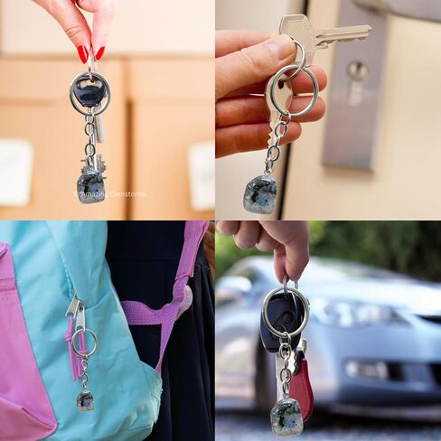 Rainbow Moonstone Crystal Car Key Holder - Crystals and Healing Stones Car Keys Keychain for Gift for Christmas Stockings Stuffers for Women Men Teen Kids (Tumbled Crystal Keychain) in Saudi Arabia
