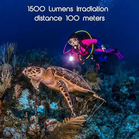 APLOS AP15 1500LM Diving Flashlight with 5 Modes, IPX8 Waterproof Professional Dive Light in Kuwait