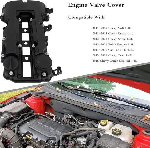 غطاء صمام المحرك 55561426 استبدال # 55573746 25198498 264-968 مناسب لـ 2011-2019 Chevy Cruze Sonic Volt Trax Buick Encore Cadillac ELR 1.4L Turbo + (مع مسامير الحشيات وغطاء حشو الزيت) in Kuwait