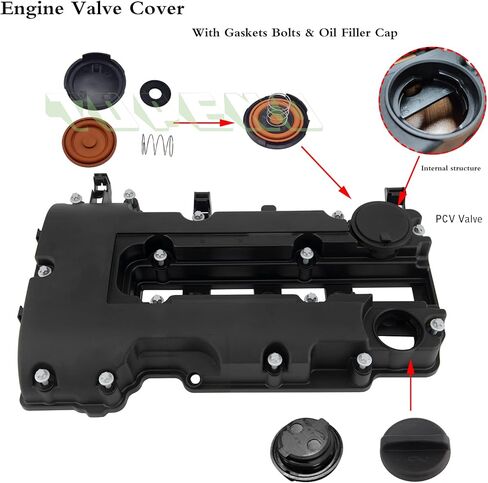 غطاء صمام المحرك 55561426 استبدال # 55573746 25198498 264-968 مناسب لـ 2011-2019 Chevy Cruze Sonic Volt Trax Buick Encore Cadillac ELR 1.4L Turbo + (مع مسامير الحشيات وغطاء حشو الزيت) in Kuwait