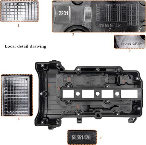 غطاء صمام المحرك 55561426 استبدال # 55573746 25198498 264-968 مناسب لـ 2011-2019 Chevy Cruze Sonic Volt Trax Buick Encore Cadillac ELR 1.4L Turbo + (مع مسامير الحشيات وغطاء حشو الزيت) in Kuwait