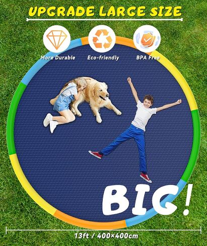 EPN Splash Pad، سجادة لعب كبيرة جدًا بحجم 13 قدمًا للكلاب والأطفال، وسادة نافورة ألعاب مائية صيفية أكثر سمكًا لحمام السباحة لأكثر من 3 أطفال وحيوانات أليفة in Kuwait