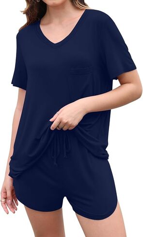 DB MOON Womens Pj Sets 2 Piece Lounge Sets Cute Short Pajamas With Pockets Sleep Wear in Saudi Arabia