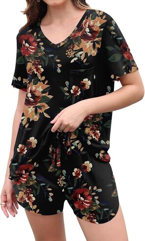 DB MOON Womens Pj Sets 2 Piece Lounge Sets Cute Short Pajamas With Pockets Sleep Wear in Saudi Arabia