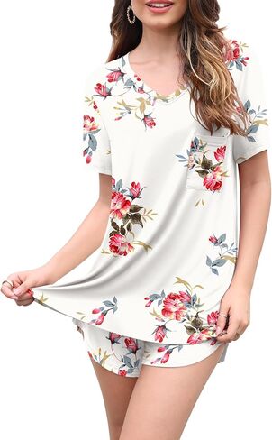 DB MOON Womens Pj Sets 2 Piece Lounge Sets Cute Short Pajamas With Pockets Sleep Wear in Saudi Arabia