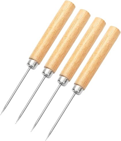 10 Pcs Scratch Awl Tools Pin Punching Tool Leather Stitching Awls Leather Craft Repair Tools with Wooden Handle for Leather Pouch Hole in Saudi Arabia