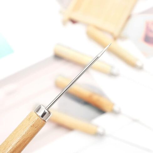 10 Pcs Scratch Awl Tools Pin Punching Tool Leather Stitching Awls Leather Craft Repair Tools with Wooden Handle for Leather Pouch Hole in Saudi Arabia
