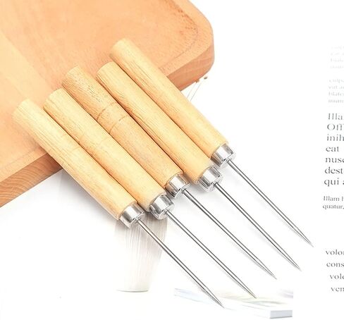 10 Pcs Scratch Awl Tools Pin Punching Tool Leather Stitching Awls Leather Craft Repair Tools with Wooden Handle for Leather Pouch Hole in Saudi Arabia