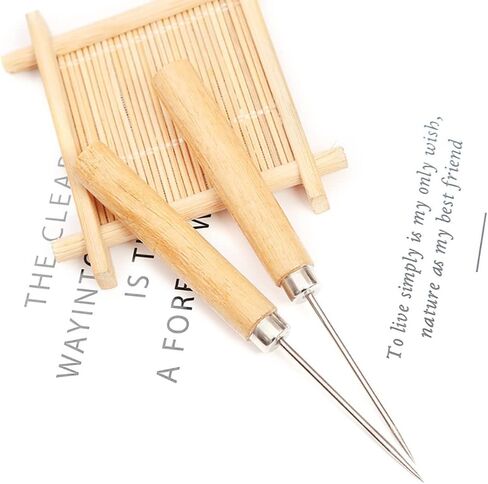 10 Pcs Scratch Awl Tools Pin Punching Tool Leather Stitching Awls Leather Craft Repair Tools with Wooden Handle for Leather Pouch Hole in Saudi Arabia