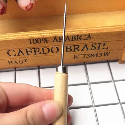 10 Pcs Scratch Awl Tools Pin Punching Tool Leather Stitching Awls Leather Craft Repair Tools with Wooden Handle for Leather Pouch Hole in Saudi Arabia