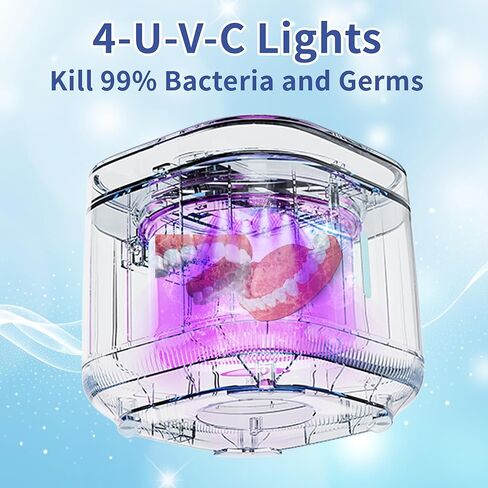 Ultrasonic Cleaner Machine 42kHz,Retainer Cleaning Box,For Dentures, Aligners, Braces，Denture Bath,Night Guard(300ml White) in Saudi Arabia