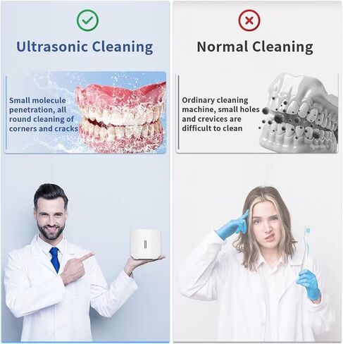 Ultrasonic Cleaner Machine 42kHz,Retainer Cleaning Box,For Dentures, Aligners, Braces，Denture Bath,Night Guard(300ml White) in Saudi Arabia