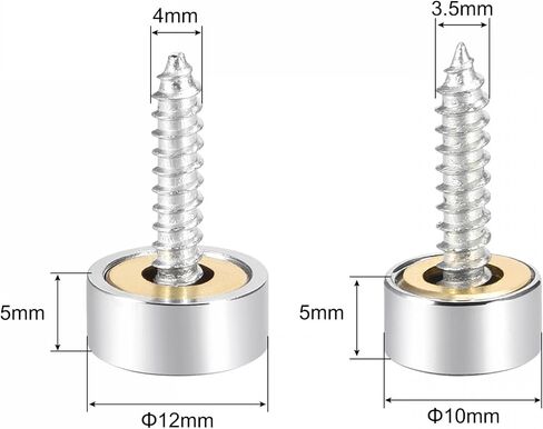 uxcell 10mm and 12mm Polished Stainless Steel Mirror Screws, Decorative Cap Cover Nails 16pcs in Saudi Arabia