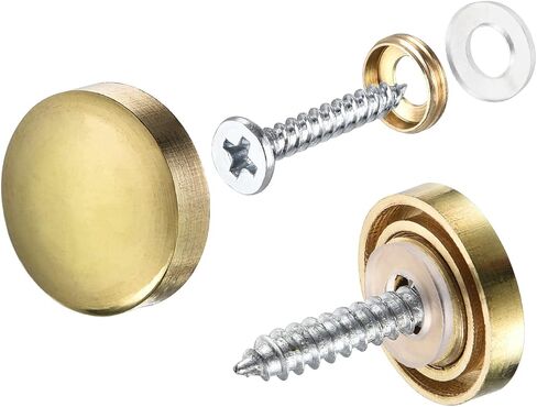 Mirror Screws (16mm/0.63") 12Pcs, Decorative Cover Cap Nails Polished - for Sign Advertising Hardware, Construction, Gold Tone in Saudi Arabia