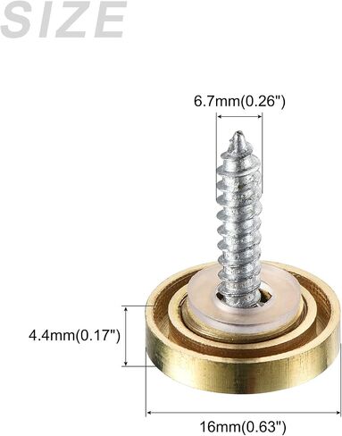 Mirror Screws (16mm/0.63") 12Pcs, Decorative Cover Cap Nails Polished - for Sign Advertising Hardware, Construction, Gold Tone in Saudi Arabia
