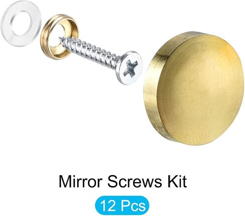 Mirror Screws (16mm/0.63") 12Pcs, Decorative Cover Cap Nails Polished - for Sign Advertising Hardware, Construction, Gold Tone in Saudi Arabia