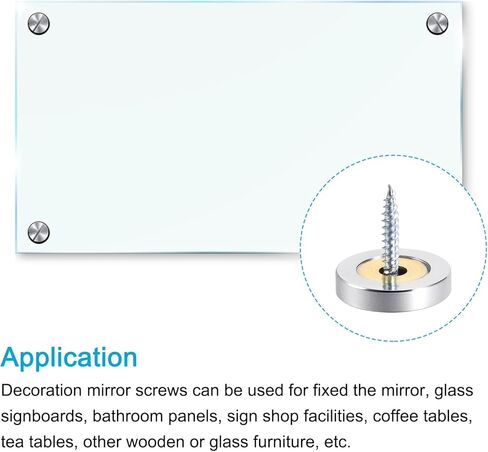 براغي مرآة (25 مم/0.98 بوصة) قطعتان، غطاء مزخرف للأظافر مصقول بالنحاس مع ملحقات - لأجهزة الإعلان اللافتة، البناء، لون فضي in Kuwait