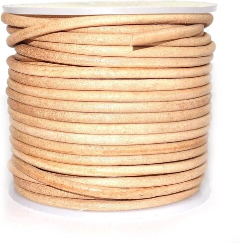 كوردز كرافت® | سلك جلدي مستدير طبيعي 2 مم لصنع المجوهرات والأساور والقلادات DIY حرفية خرز عمل Kumihimo تجديل يلتف الحرف اليدوية ومشروعات الهوايات | لفة 20 مترا in Kuwait