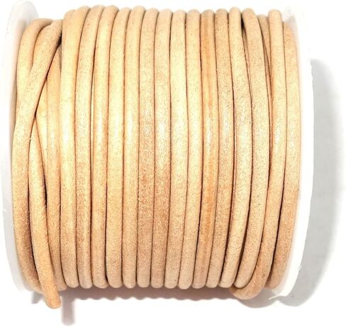 كوردز كرافت® | سلك جلدي مستدير طبيعي 2 مم لصنع المجوهرات والأساور والقلادات DIY حرفية خرز عمل Kumihimo تجديل يلتف الحرف اليدوية ومشروعات الهوايات | لفة 20 مترا in Kuwait