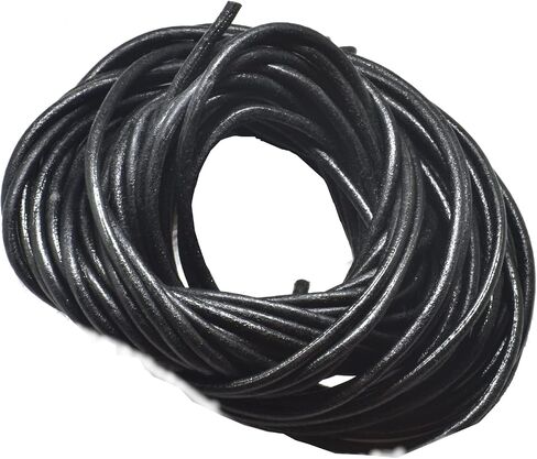 3 MM Black Round Leather Cord , Genuine Leather,10 Meters Hank in Saudi Arabia