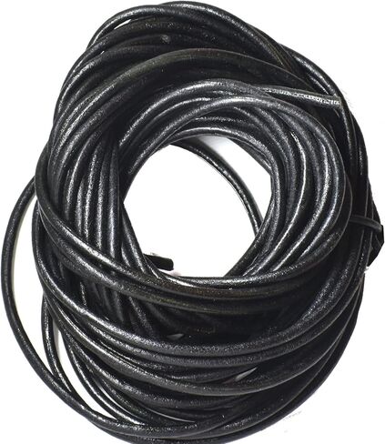 3 MM Black Round Leather Cord , Genuine Leather,10 Meters Hank in Saudi Arabia