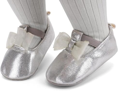 فستان زفاف الأميرة بعقدة على شكل فيونكة لحديثي الولادة من البنات ماري جين حذاء مسطح غير قابل للانزلاق ونعل ناعم للأطفال الرضع in Kuwait