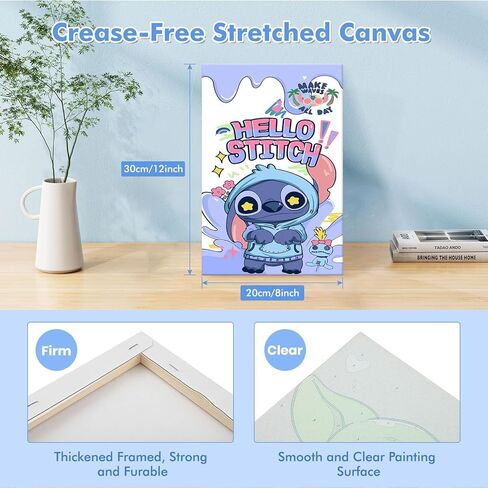 مجموعة طلاء VINDIJA بالأرقام للبالغين والأطفال، مجموعات طلاء بالغرز بالأرقام على قماش مؤطر، اللون بالأرقام للبالغين، مجموعات الحرف الفنية للفتيات من سن 8 إلى 12 بالغًا، 8 × 12 بوصة in Kuwait