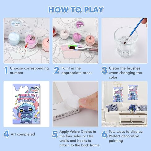 مجموعة طلاء VINDIJA بالأرقام للبالغين والأطفال، مجموعات طلاء بالغرز بالأرقام على قماش مؤطر، اللون بالأرقام للبالغين، مجموعات الحرف الفنية للفتيات من سن 8 إلى 12 بالغًا، 8 × 12 بوصة in Kuwait