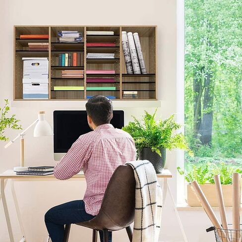 منظم الأدب القابل للتعديل من AdirOffice - صندوق بريد خشبي للفصل الدراسي للطلاب، فارز بريد المكتب، فتحات تخزين المنظمة، حامل ورق البناء، صناديق بريد ورق الحرف اليدوية (36 فتحة، بلوط متوسط) in Kuwait