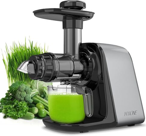 Masticating Juicer, NXONE Cold Press Juicer for Vegetable and Fruit, Juicer Machines with 3 Speed Modes and Reverse Function, Easy to Clean Slow Juicer with Brush, Silver in Saudi Arabia