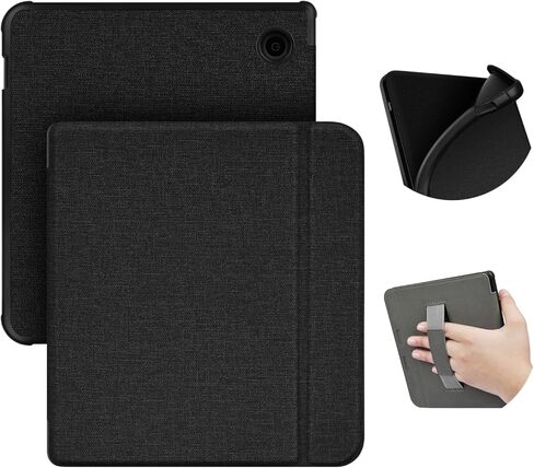 Case for 7" Kobo Libra 2 Only - Ultra Slim PU Leather Smart Cover with Auto Sleep and Wake, Premium Protective Case with Hand Strap for Kobo Libra 2 (Black) in Saudi Arabia