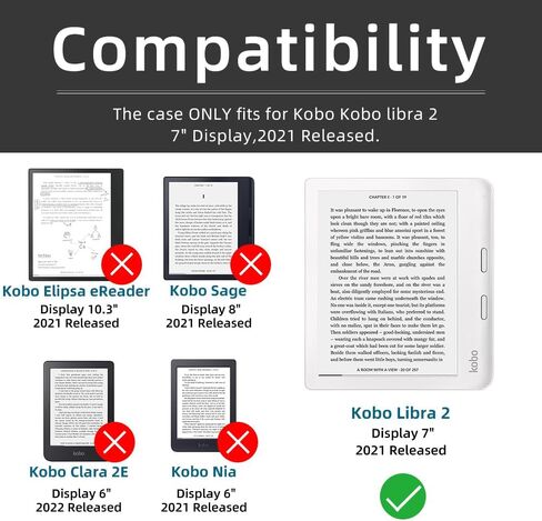 Case for 7" Kobo Libra 2 Only - Ultra Slim PU Leather Smart Cover with Auto Sleep and Wake, Premium Protective Case with Hand Strap for Kobo Libra 2 (Black) in Saudi Arabia