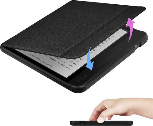 Case for 7" Kobo Libra 2 Only - Ultra Slim PU Leather Smart Cover with Auto Sleep and Wake, Premium Protective Case with Hand Strap for Kobo Libra 2 (Black) in Saudi Arabia