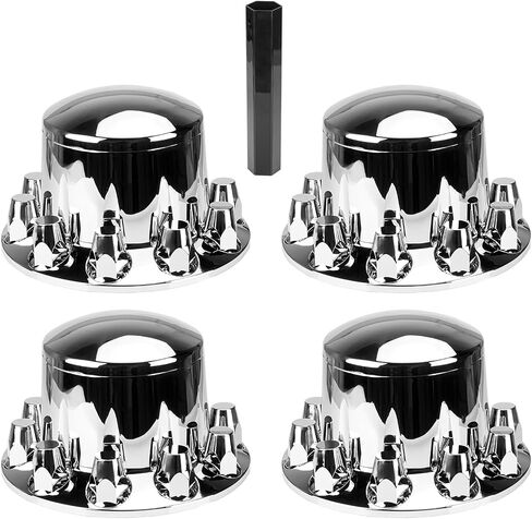 SEHNSUCHT 33mm ABS Axle Cover with Chrome Plating, Pointed Combo Kit Spike Screw-on Lug Nut Covers for Semi Truck with 2 Front and 4 Rear Axle Wheel Covers and Removable Hub Caps in Saudi Arabia