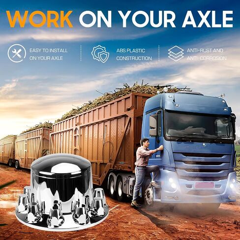 SEHNSUCHT 33mm ABS Axle Cover with Chrome Plating, Pointed Combo Kit Spike Screw-on Lug Nut Covers for Semi Truck with 2 Front and 4 Rear Axle Wheel Covers and Removable Hub Caps in Saudi Arabia
