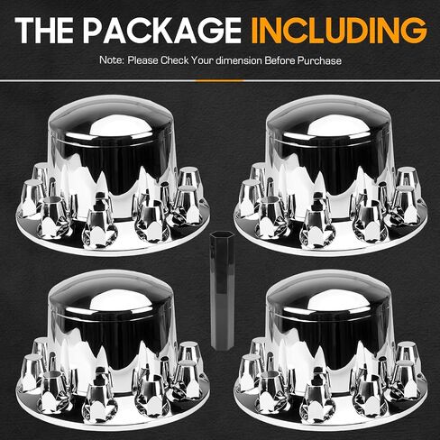 SEHNSUCHT 33mm ABS Axle Cover with Chrome Plating, Pointed Combo Kit Spike Screw-on Lug Nut Covers for Semi Truck with 2 Front and 4 Rear Axle Wheel Covers and Removable Hub Caps in Saudi Arabia