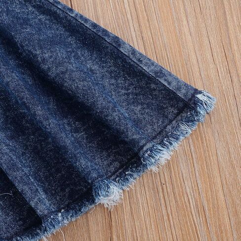 Toddler Baby Girl Denim Flare Pants Outfits, Elastic Waist Tie Dye Burr Hem Bell Bottom Jeans in Saudi Arabia