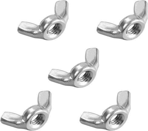uxcell M6 Wing Nuts, Stainless Steel 201 Fasteners Parts Hurrican Screws Hand Twist Tighten Ear Butterfly Nut, 5pcs in Saudi Arabia