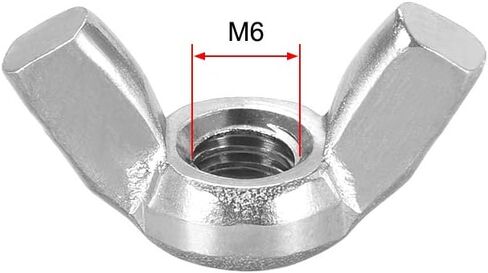 uxcell M6 Wing Nuts, Stainless Steel 201 Fasteners Parts Hurrican Screws Hand Twist Tighten Ear Butterfly Nut, 5pcs in Saudi Arabia
