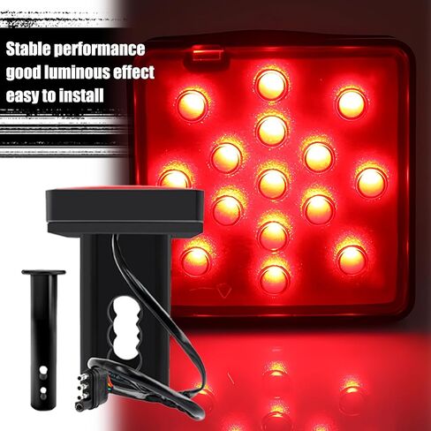 1 قطعة مصباح فرامل LED للسيارة، جهاز استقبال 2 بوصة، 15 مصباح LED فائق السطوع على شكل حربة، ضوء فرامل القيادة مع حزام الأسلاك، لمبة بديلة لإضاءة الذيل للتوصيل والتشغيل، عالمية للمقطورة (أسود) in Saudi Arabia