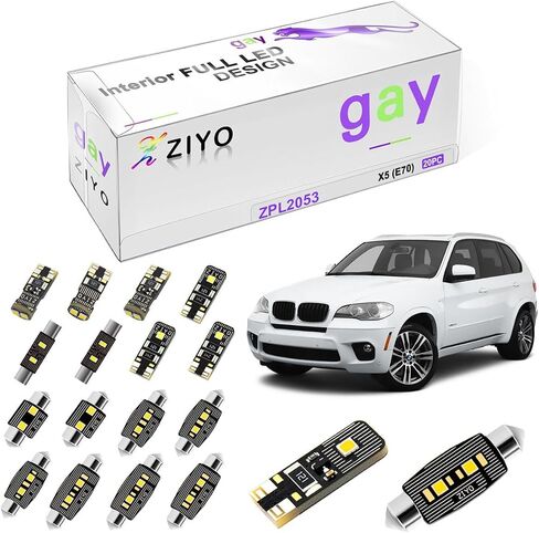 ZIYO LED Interior Light Kit Replacement for BMW X5 1999-2013, 6000K Xenon White Dome Light Bulbs Upgrade Error Free (BMW E53 1999-2006 (19 Bulbs)) in Saudi Arabia