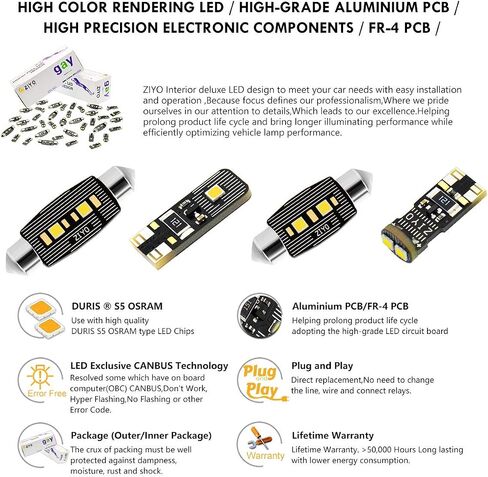 ZIYO LED Interior Light Kit Replacement for BMW X5 1999-2013, 6000K Xenon White Dome Light Bulbs Upgrade Error Free (BMW E53 1999-2006 (19 Bulbs)) in Saudi Arabia