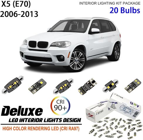 ZIYO LED Interior Light Kit Replacement for BMW X5 1999-2013, 6000K Xenon White Dome Light Bulbs Upgrade Error Free (BMW E53 1999-2006 (19 Bulbs)) in Saudi Arabia