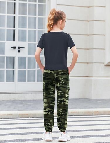 Arshiner Girls 2 Piece Outfits Short Sleeve Tie Knot Front Tee Tops and Cargo Jogger Pants Set Kids Clothing Sets in Saudi Arabia