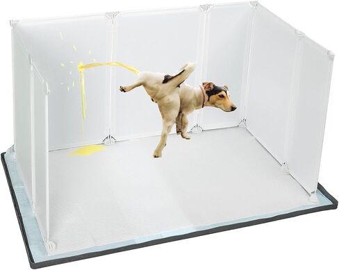 Bencacawinstyle Dog Puppy Pad Enclosure Splash Guard مع حصيرة غير قابلة للانزلاق، صينية حامل وسادة تبول مانعة للتسرب للكلاب الصغيرة تعمل مع معظم منصات التدريب وسهلة التنظيف. in Kuwait