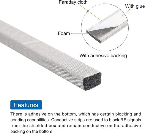 MECCANIXITY 1pcs RF Faraday Foam Gasket/Conductive Foam Strip, 4"x0.39"x0.28" (100mmx10mmx7mm) for Seal RF Enclosures/RF Shield Box, Covered in High-Shielding Fabric with Adhesive Backing in Saudi Arabia