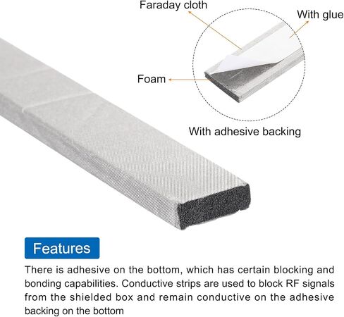 MECCANIXITY 1pcs RF Faraday Foam Gasket/Conductive Foam Strip, 4"x0.39"x0.28" (100mmx10mmx7mm) for Seal RF Enclosures/RF Shield Box, Covered in High-Shielding Fabric with Adhesive Backing in Saudi Arabia