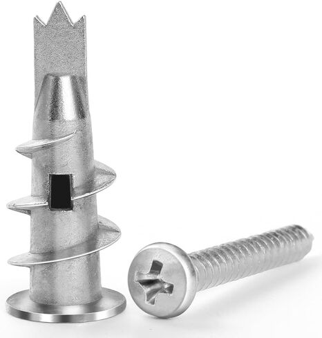 مجموعة 80 قطعة من مرساة ومسامير الحوائط الجافة، مرساة ذاتية الحفر، 40 قطعة من مرساة الحائط شديدة التحمل و40 قطعة من البراغي للجدران الجافة، الألواح الصخرية، الجدار المجوف، جدار الجص، تحمل ما يصل إلى 75 رطل #8 × 1-1/2 in Kuwait