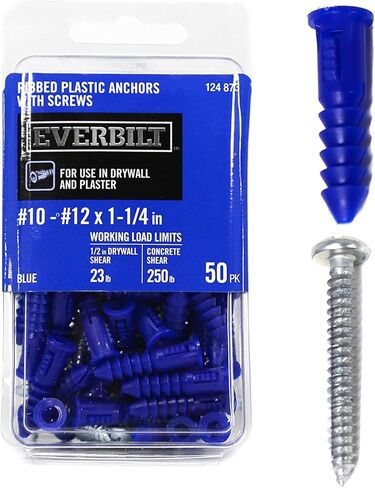 مجموعة متنوعة من مراسي التوسيع مع براغي مكونة من 50 قطعة، مصممة للجدران الجافة والجص، تتضمن 50 قطعة #10-#12 × 1-1/4 بوصة. مرساة بلاستيكية مضلعة و50 قطعة #10 × 1-1/2 بوصة. براغي ذاتية اللولبة in Kuwait